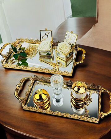 Eternal Gold Söz Nişan Tepsisi ve Damat Kahve Tepsisi