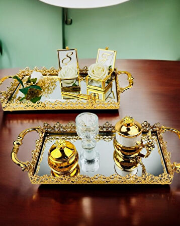 Eternal Gold Söz Nişan Tepsisi ve Damat Kahve Tepsisi