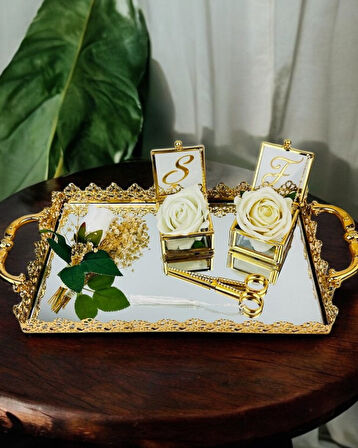 Eternal Gold Söz Nişan Tepsisi ve Damat Kahve Tepsisi