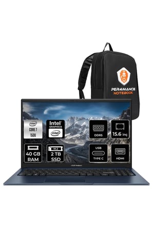 Vivobook 15 Core 7 150U 40GB RAM 2TB SSD 15.6" FHD FreeDOS X1504VABQ5456P319 Notebook + Per4 Çanta
