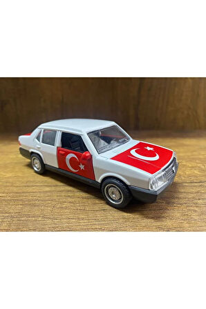 Efsane Tofaş Şahin Diecast Model Metal Araba Oyuncak Tofaş Şahin Araba Beyaz Ay Yıldızlı Bayraklı