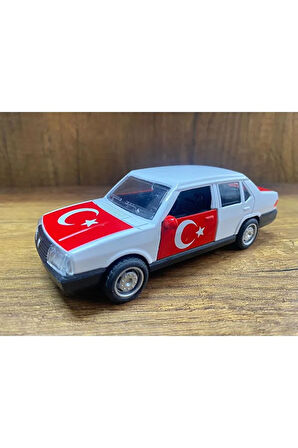 Efsane Tofaş Şahin Diecast Model Metal Araba Oyuncak Tofaş Şahin Araba Beyaz Ay Yıldızlı Bayraklı