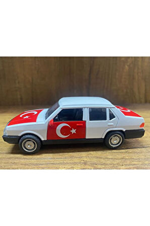 Efsane Tofaş Şahin Diecast Model Metal Araba Oyuncak Tofaş Şahin Araba Beyaz Ay Yıldızlı Bayraklı