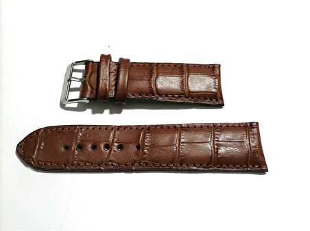 Fado&Her Saate Uyumlu Hakiki  Deri Saat  Kordonu  Kahverengi  22  mm  (302)