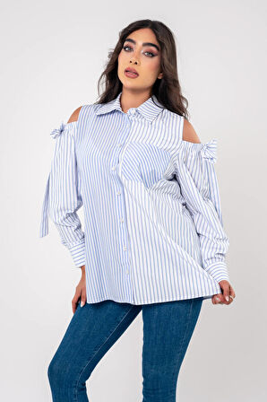 Fiyonk Aksesurlı Omzu Acık Basıc Gömlek GMK16056