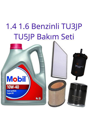 Peugeot Citroen 1.4 1.6 Benzinli TU3JP TU5JP Periyodik Bakım Filtre Seti 4lü Tek Ebat