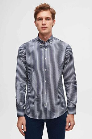 Ds Damat Slim Fit Gri Pamuk Karışımlı 2'Li Bisiklet Yaka Gömlek Ve Kazak 3HC06ORTKBN01