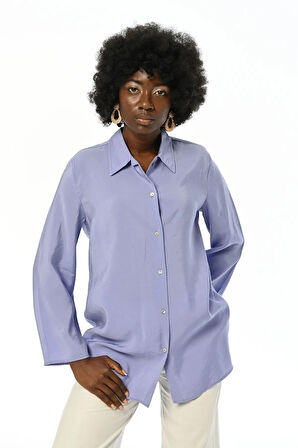 KADIN ARKASI BAĞLAMA DETAYLI DÜZ RENK GÖMLEK