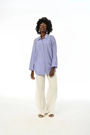 KADIN ARKASI BAĞLAMA DETAYLI DÜZ RENK GÖMLEK