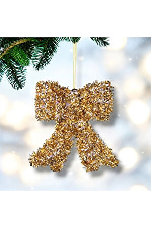 Yılbaşı Süsü Kurdele Şampanya 15 cm