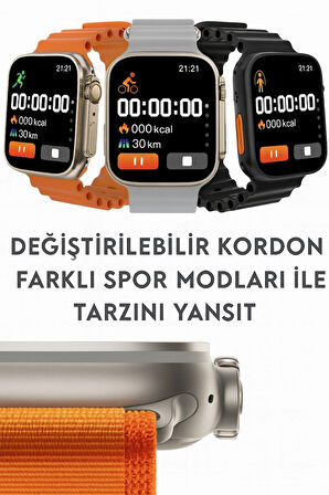 QASUL H27 Ultra 3 Akıllı Saat Bluetooth Kulaklık Ve 4 Kordon Dahil Süper Set