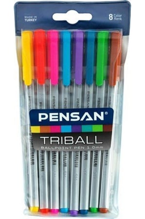Triball Tükenmez Kalem Renkli 8 Li Tk.k