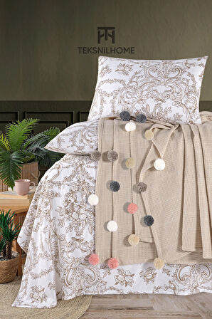 %100 Pamuklu Oslo Çift Kişilik Taş Pike Takımı (ÇARŞAF,PİKE,YASTIK KILIFI)