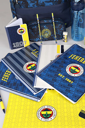 LİSANSLI FENERBAHÇE İLK VE ORTA OKUL ÇANTASI,A4 SPIRALLI 2 ADET KARELİ,2 ADET ÇİZGİLİ DEFTER,700 ML MATARA,KIRTASİYE SETİ