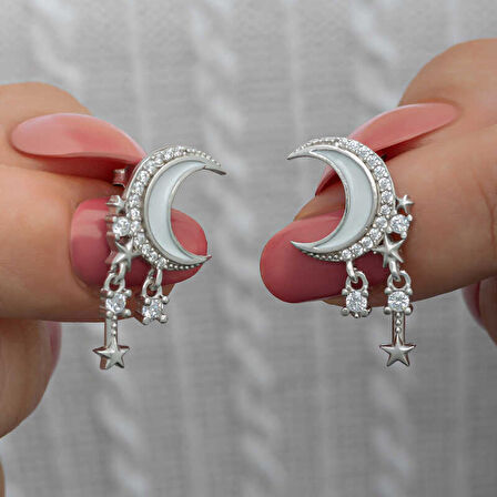 Himarry Gümüş Sallantılı Ay Yıldız Kadın Küpe
