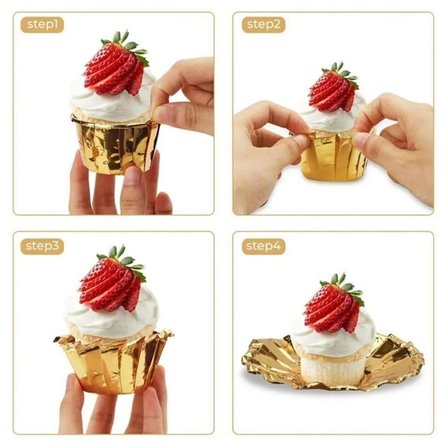 Gold Altın Sarısı Parlak Metalize 25'li Muffin Cupcake Kek Kapsülü