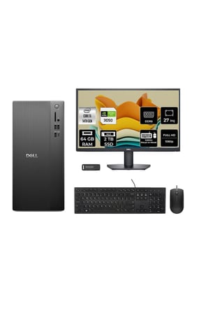 Tower ECT1250 i5 14400 64GB 2TB SSD RTX3050/6GB FDOS Masaüstü Bilgisayar + 27" Monitör