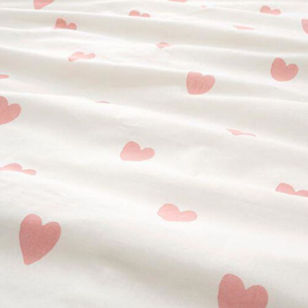 Çocuk Nevresim Takımı Tek Kişilik Kalpli IKEA 150x200/50x60 cm MeridyenDukkan Kız Çocuk