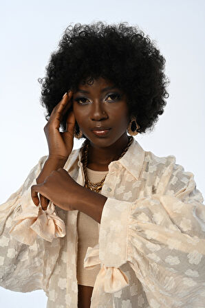 KADIN TRANSPARAN ÇİÇEK DESENLİ OVERSİZE GÖMLEK