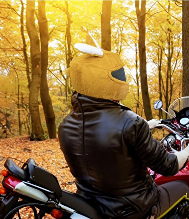Sarı Tavşan Kulaklı Kask Aksesuarı Kılıfı