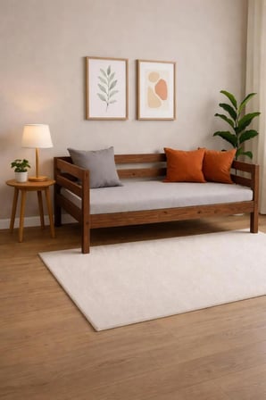 DizyWood Ceviz Renk Masif Ahşap Sedir Kanepe 60x100 cm – Mindersiz Daybed
