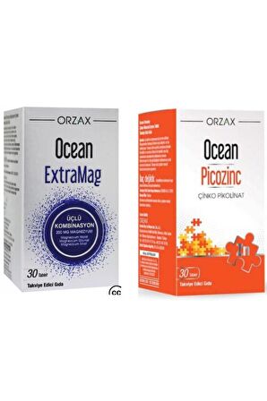 Ocean Extramag Üçlü Kombinasyon 30 Tablet ve Ocean Picozinc Çinko Pikolinat 30 Kapsül-Avantaj Paketi