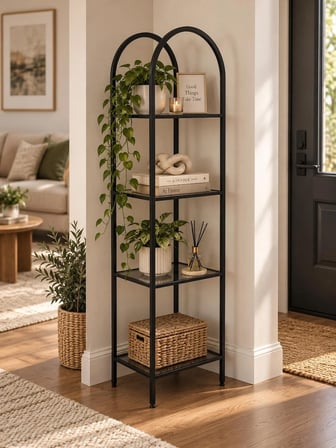 Siyah Çerçeveli Füme Camlı Modern Raf Ünitesi 40 cm
