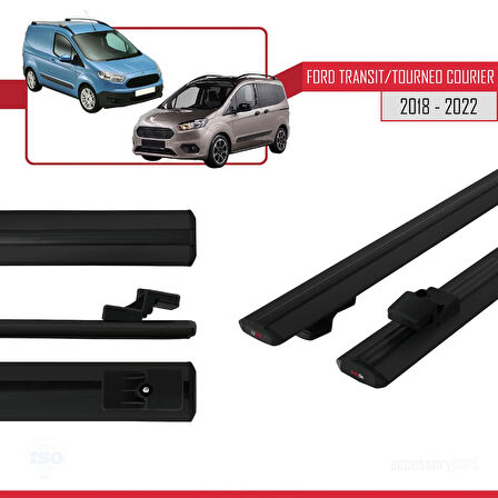 Ford Transit/Tourneo Courier Post-Facelift 2018-2022 Arası ile Uyumlu BASIC Model Ara Atkı Tavan Barı Siyah 2 Adet