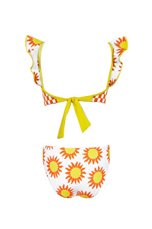 Güneş Desenli Fırfırlı UV50 Kız Çocuk Bikini Takımı By Nessi Byrd
