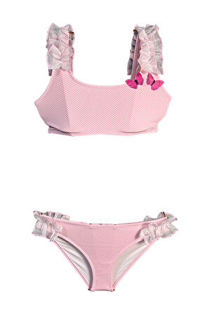 Askılı Dantel Fırfırlı 3D Kelebek Detaylı 50UV Kız Çocuk Bikini Takımı by Nessi Byrd