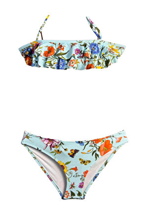 Halter Yaka Yaşayan Doğa Tema 50UV Kız Çocuk Bikini Takımı by Nessi Byrd