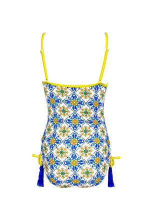 Askılı Çini Desenli Püskül Detaylı Kız Çocuk Mayo By Nessi Byrd