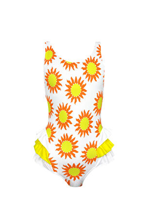 Askılı Güneş Desenli Fırfırlı Kız Çocuk Mayo By Nessi Byrd