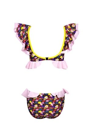 Örgü Desenli Fırfırlı Cut-Out Kız Çocuk Mayo By Nessi Byrd