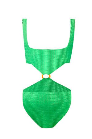 Dokulu Kumaş Cut-Out Tasarım Halka Detaylı 50UV Kız Çocuk Mayo by Nessi Byrd
