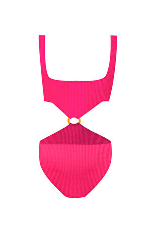 Dokulu Kumaş Cut-Out Tasarım Halka Detaylı 50UV Kız Çocuk Mayo by Nessi Byrd