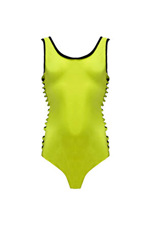 Askılı Pencere Detaylı Spor Tasarım Yeşil 50UV Kız Çocuk Mayo BY NESSI BYRD