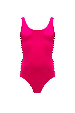 Askılı Pencere Detaylı Spor Tasarım Pembe 50UV Kız Çocuk Mayo BY NESSI BYRD