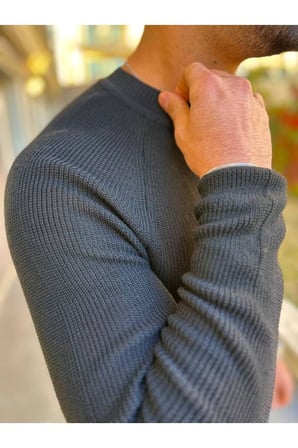 Kazak Slim Fit Naturel Örme Pamuk Bisiklet Yaka Tüylenmeyen Triko Dar Kesim Body Kazak