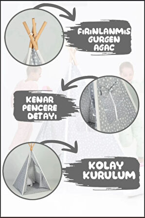 Büyük Boy Kızılderili Oyun Çadırı Sabitleme Aparartı Hediyelidir Sarı-mavi-yeşil