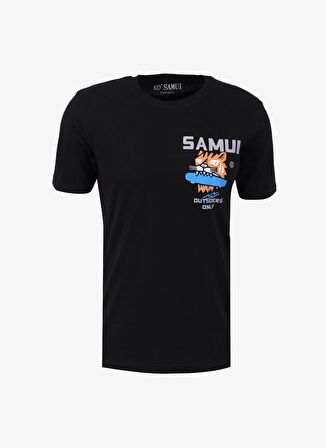 Ko Samui Bisiklet Yaka Baskılı Siyah Erkek T-Shirt KMTR S223 OUTSIDERS_CRAFT&CO REGULA