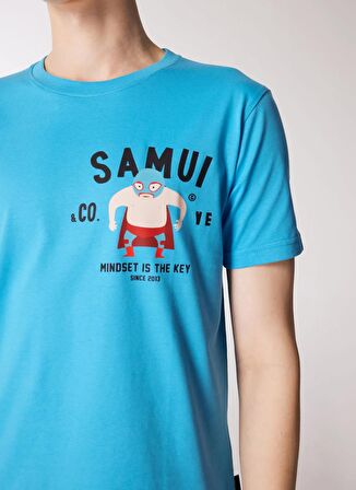 Ko Samui Bisiklet Yaka Desenli Mavi Erkek T-Shirt KMTR S221 MINDSET_CRAFT&CO REGULAR