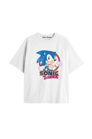 UNİSEX Bay Sonic Desenli Beyaz Yazlık T-shirt