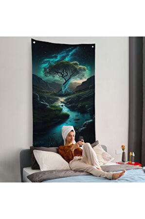 Karanlıktaki Gizemli Ağaç Duvar Örtüsü-7882