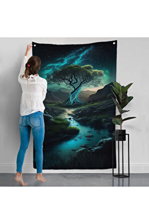 Karanlıktaki Gizemli Ağaç Duvar Örtüsü-7882