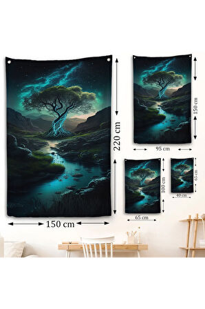 Karanlıktaki Gizemli Ağaç Duvar Örtüsü-7882