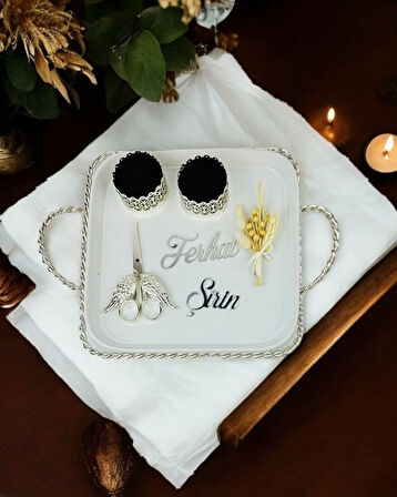 Spark Kare Porselen Söz Nişan Tepsisi