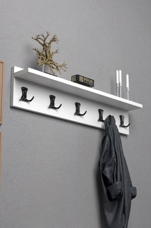 Reyo Falez Askılık Duvar Elbise Askılığı Portmanto 80 Cm Beyaz