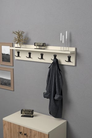 Reyo Falez Askılık Duvar Elbise Askılığı Portmanto 80 Cm Krem