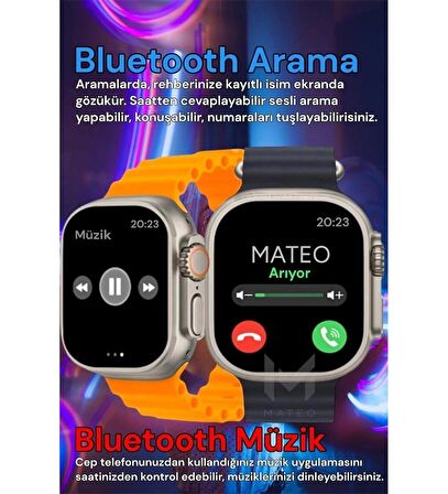 T800 Ultra Çift Kordonlu Akıllı Saat Ios Andorid Destekli Arama Özeliği Lcd Ekran 3 tuş Smartwatch